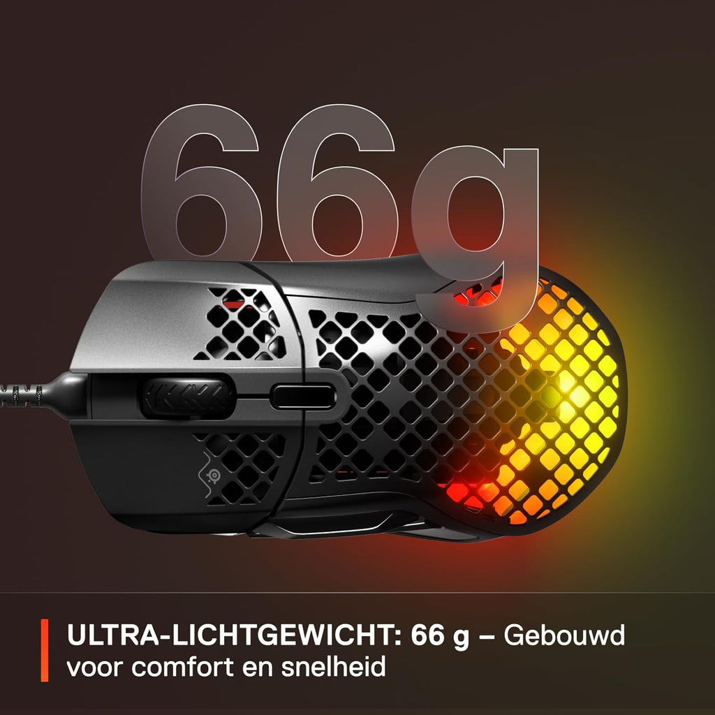SteelSeries Aerox 3 - Geperforeerde RGB-gamingmuis - Ultralicht waterbestendig ontwerp - 8,500 DPI TrueMove Core optische sensor - Snow