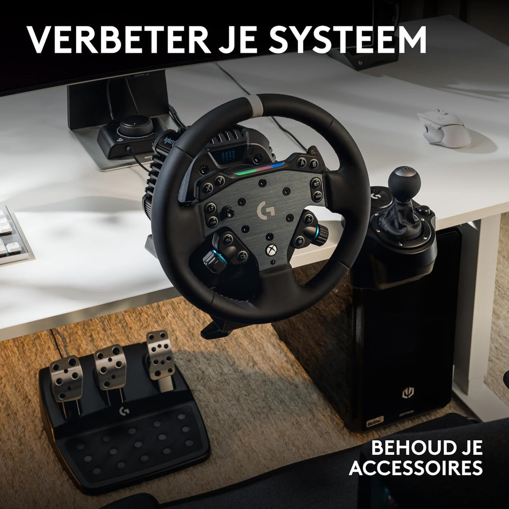 Logitech G G923-racestuur en -pedalen, TRUEFORCE tot een force feedback van 1000 Hz, responsief rijden, startregeling voor dubbele koppeling, stuurhoes van echt, voor PS5, PS4, pc, Mac - Zwart