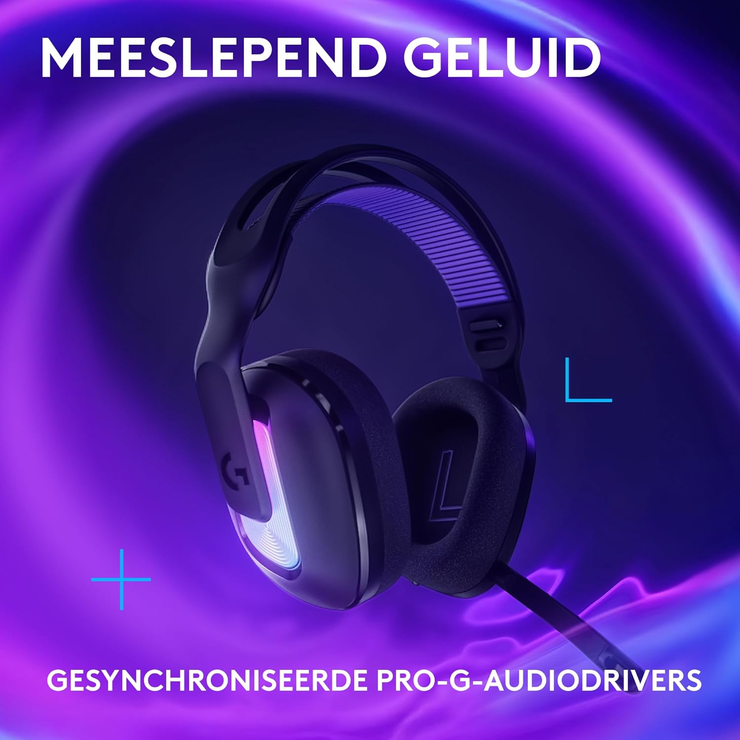 Logitech G522 LIGHTSPEED draadloze gaming headset, LIGHTSYNC RGB, microfoon en geavanceerde gesynchroniseerde audio, drievoudige connectiviteit - LIGHTSPEED, Bluetooth, USB-A naar USB-C voor pc -Zwart