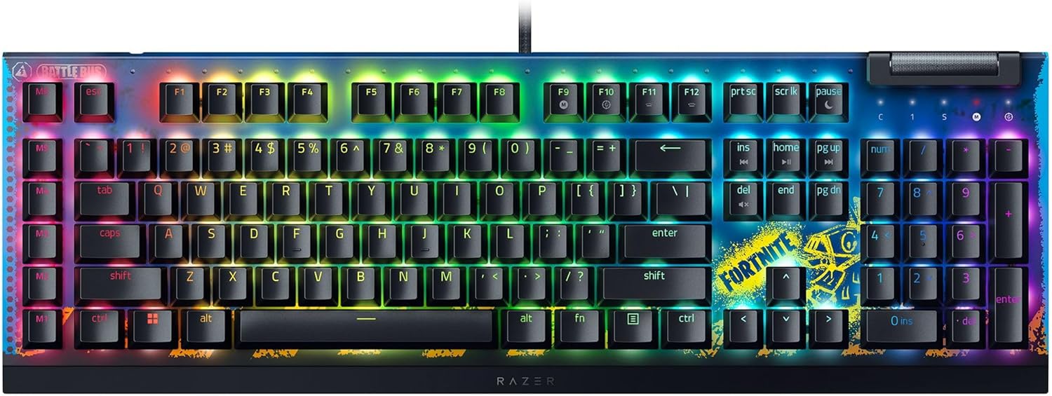 Razer BlackWidow V4 - Mechanisch gaming toetsenbord met Chroma RGB (Mechanische Razer gele schakelaars, 6 speciale macro toetsen, Doubleshot ABS keycaps) QWERTY US Layout | Zwart
