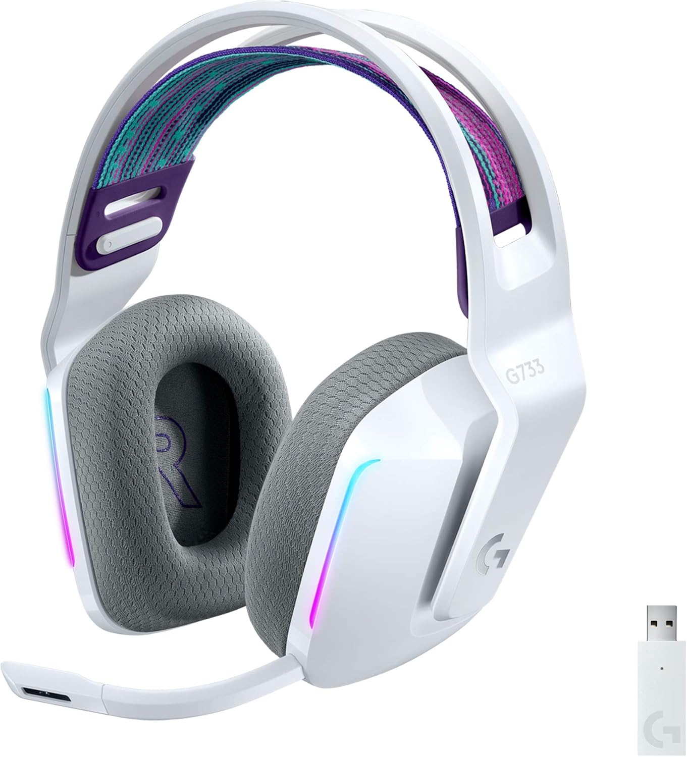 Logitech G522 LIGHTSPEED draadloze gaming headset, LIGHTSYNC RGB, microfoon en geavanceerde gesynchroniseerde audio, drievoudige connectiviteit - LIGHTSPEED, Bluetooth, USB-A naar USB-C voor pc -Zwart