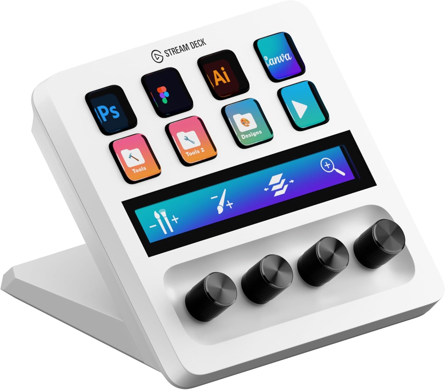 Elgato Stream Deck +, Audio-Mixer, Live Productie en Studiocontroller voor Content Creators, Streamen, Gamen, met aanpasbare touch strip-draaiknoppen en LCD-toetsen, werkt met Mac en PC