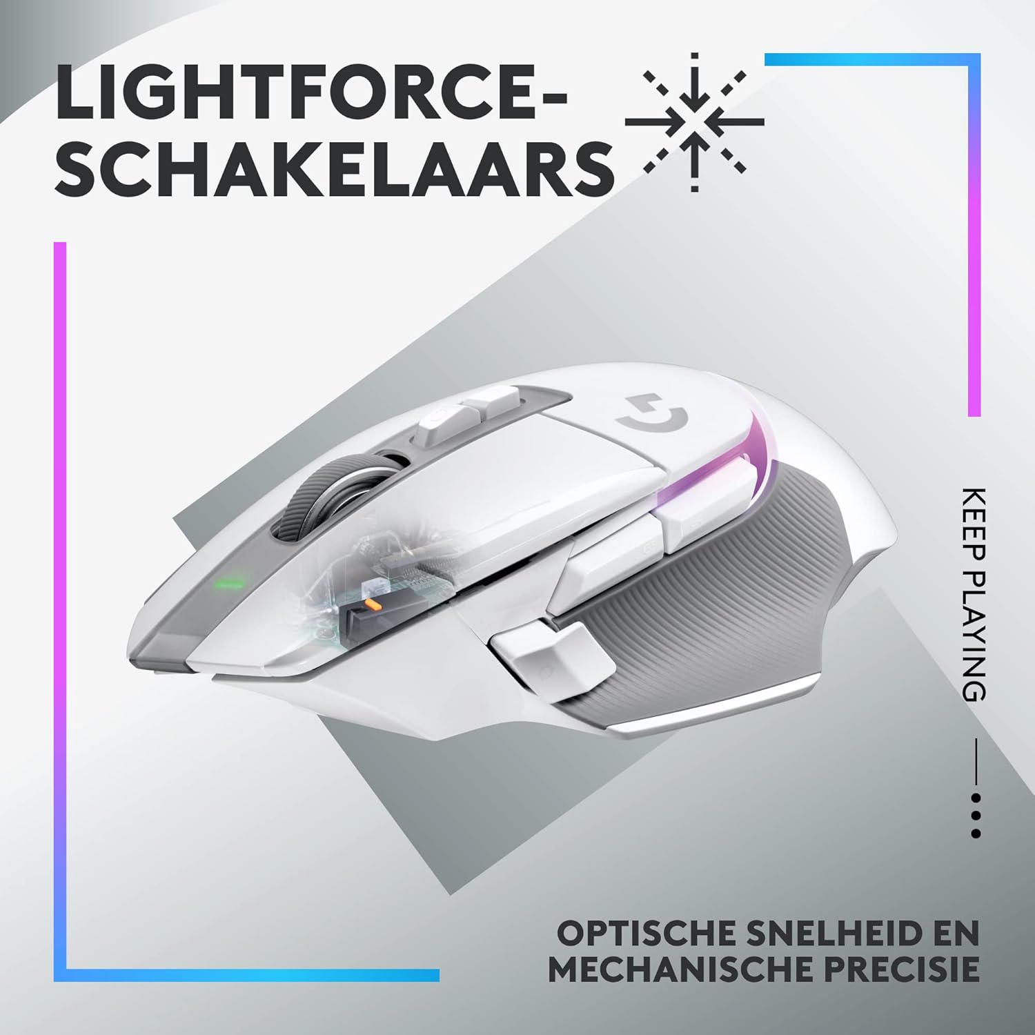 Logitech G502 X Bedrade Gamingmuis - LIGHTFORCE hybride, optisch-mechanische, primaire schakelaars, HERO 25K gaming sensor, voor PC - MacOS/Windows - Zwart