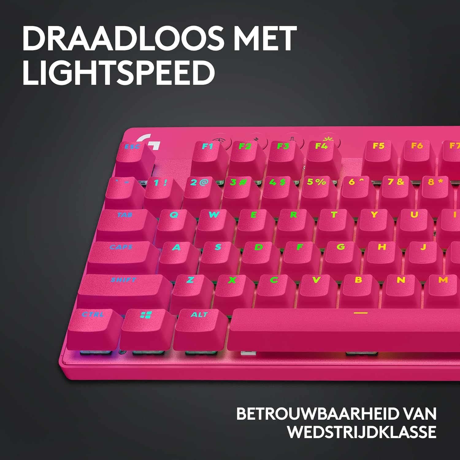 Logitech G PRO Mechanisch gamingtoetsenbord, uiterst draagbaar ontwerp zonder numpad, afneembare micro-USB-kabel, verlichte toetsen met LIGHTSYNC RGB met 16,8M kleuren, QWERTY US INTL, PC/Mac - Zwart