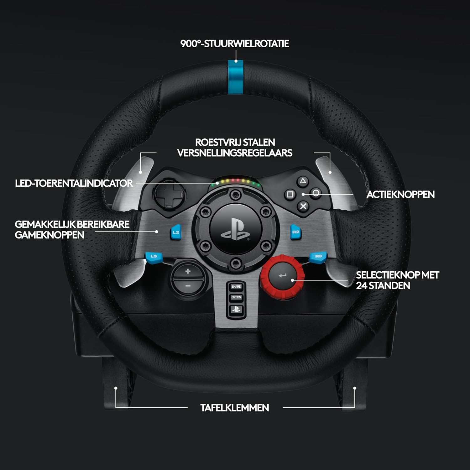 Logitech G G29 SE Driving Force-racestuur en -pedalen, forcefeedback, echt leer + Logitech G Driving Force-versnellingspook - Voor PS5, PS4 en pc, Mac - Black