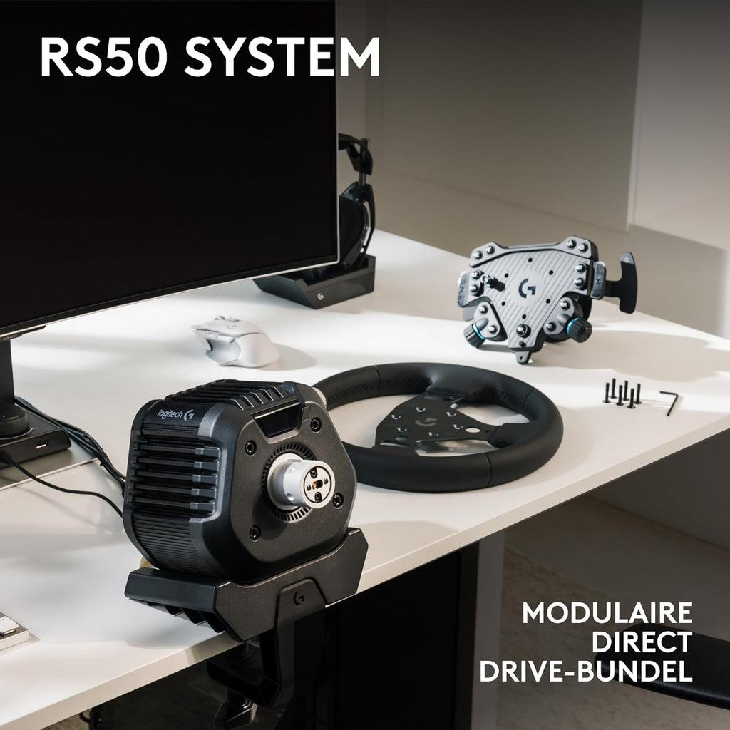 Logitech G G923-racestuur en -pedalen, TRUEFORCE tot een force feedback van 1000 Hz, responsief rijden, startregeling voor dubbele koppeling, stuurhoes van echt, voor PS5, PS4, pc, Mac - Zwart