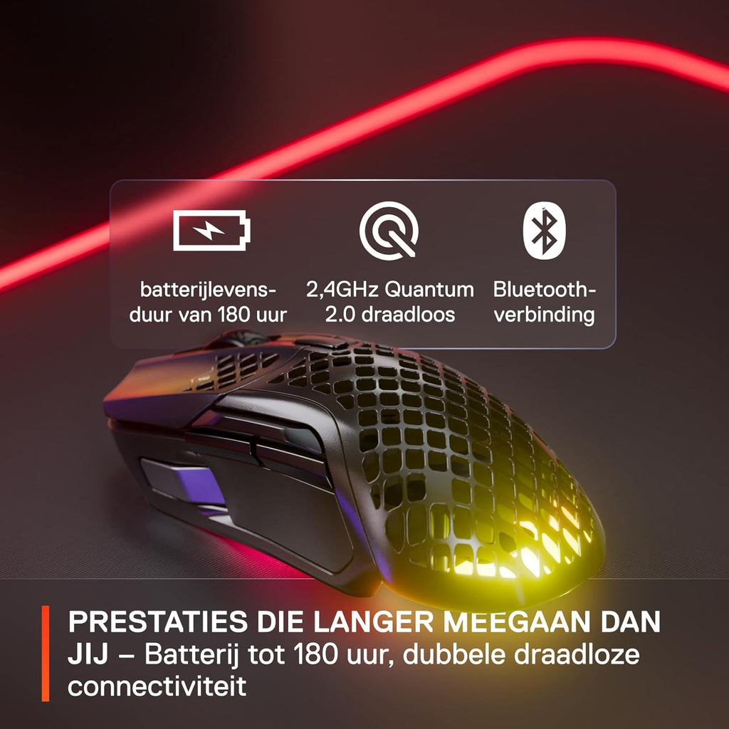 SteelSeries Aerox 3 - Geperforeerde RGB-gamingmuis - Ultralicht waterbestendig ontwerp - 8,500 DPI TrueMove Core optische sensor - Snow