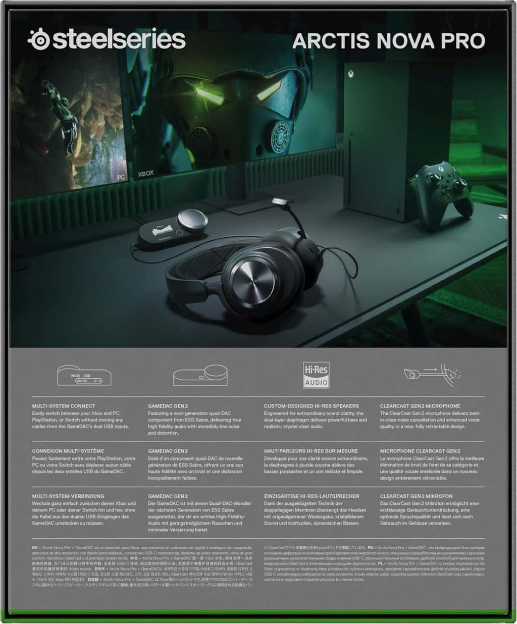 SteelSeries Arctis Nova Pro Wireless gameheadset, aansluiting op meerdere systemen, Neodymiummagneetdrivers, Actieve ruisonderdrukking, Infinity Power System, Xbox Series X|S, Xbox One, Windows 10/11