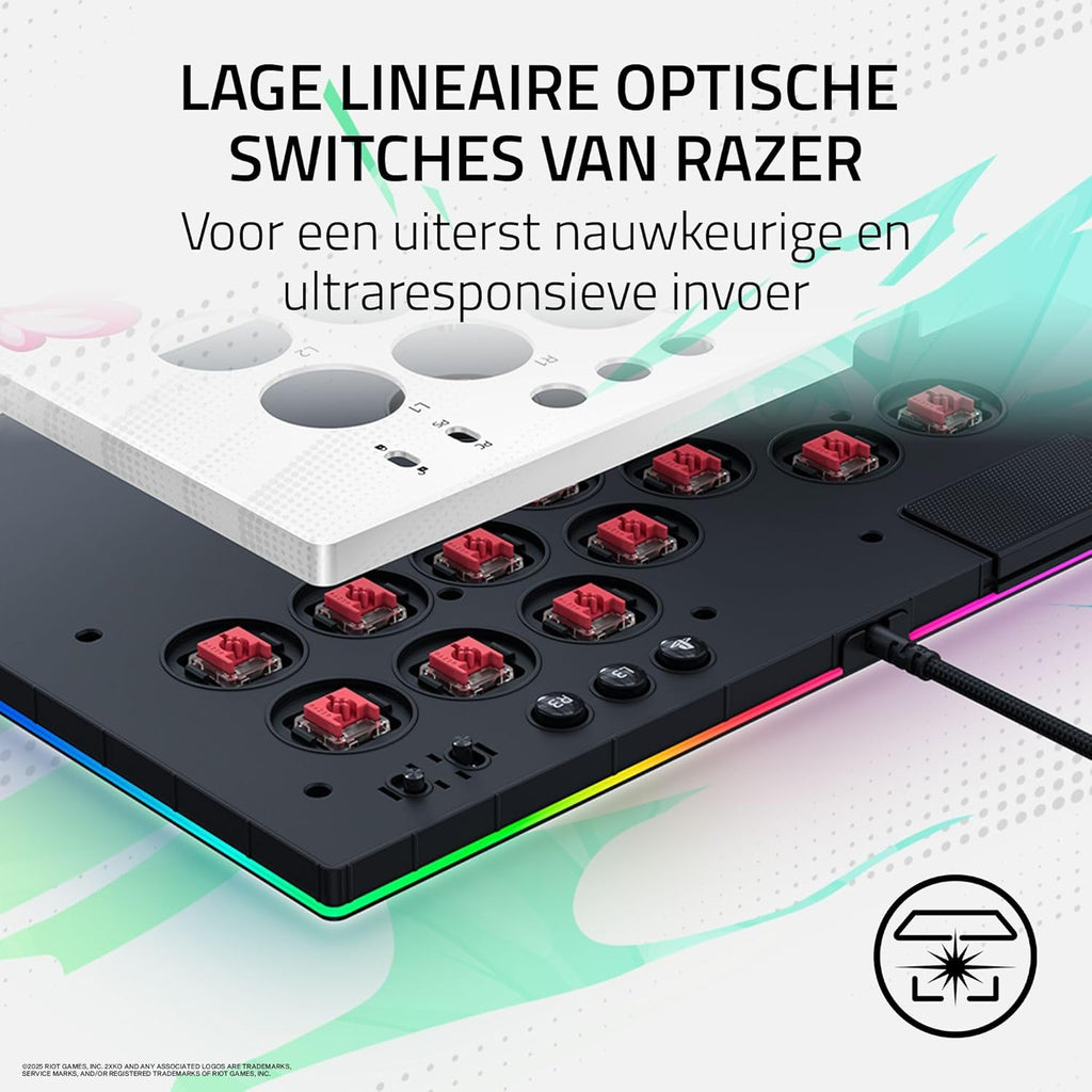 Razer Kitsune - Optische arcadecontroller met knoppen voor PS5 en pc (Nauwkeurige knopindeling met vier bewegingsrichtingen, Lage lineaire optische switches van Razer, Dun en draagbaar ontwerp) Zwart