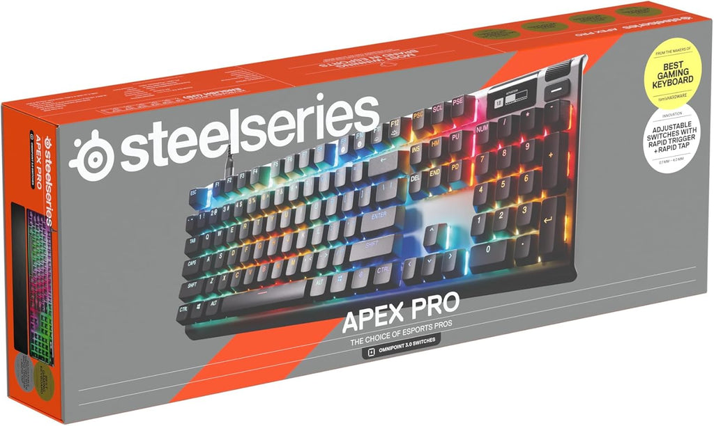 SteelSeries Apex Pro Gen 3 - HyperMagnetic Gaming Keyboard - OmniPoint 3.0 schakelaars - Verstelbare activering - Rapid Trigger - Rapid Tap/SOCD - OLED - RGB - PBT-keycaps - USB-C - FR Layout AZERTY