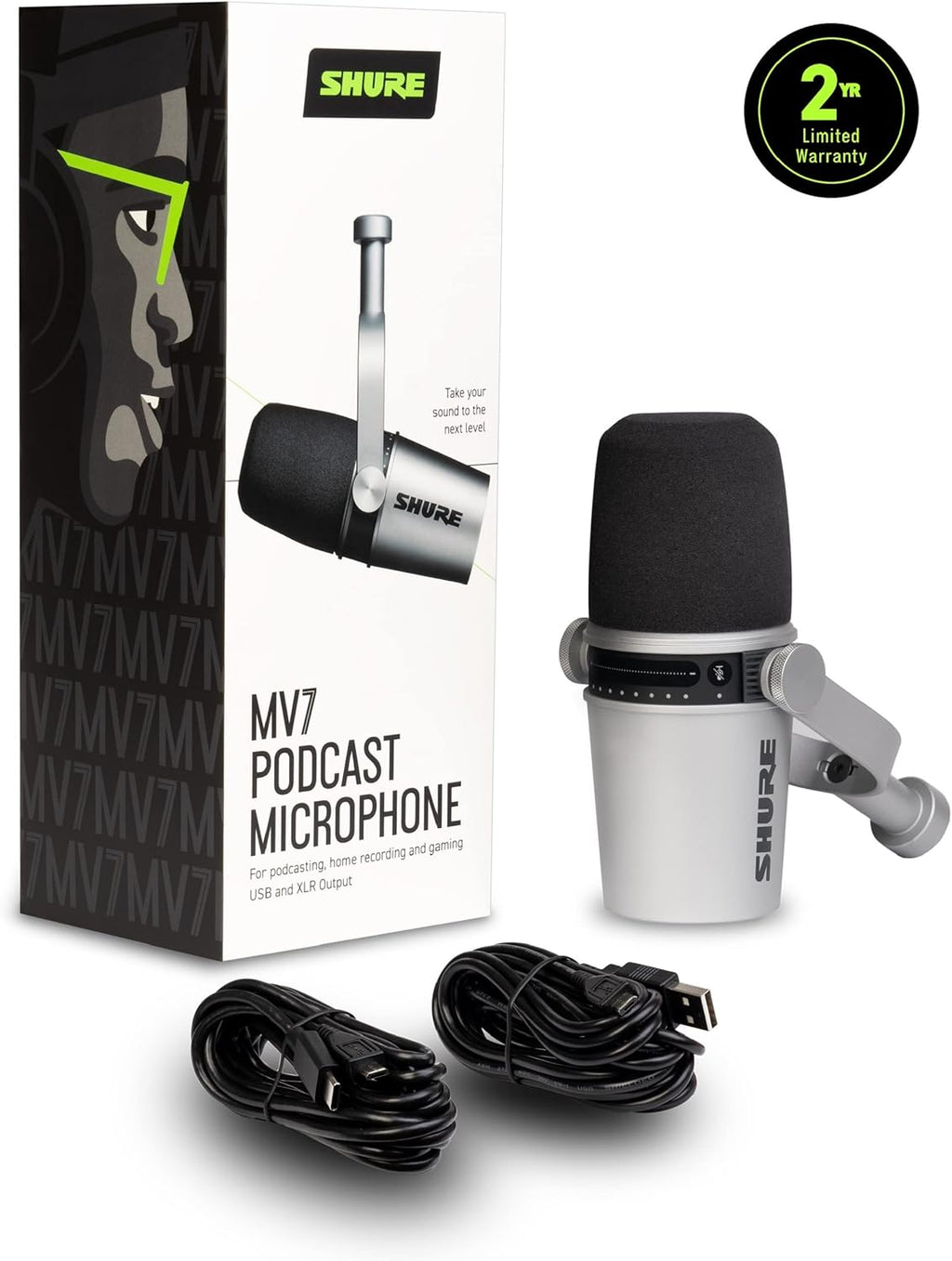 Shure MV7i Slimme Podcast Microfoon + Ingebouwde Audio Interface