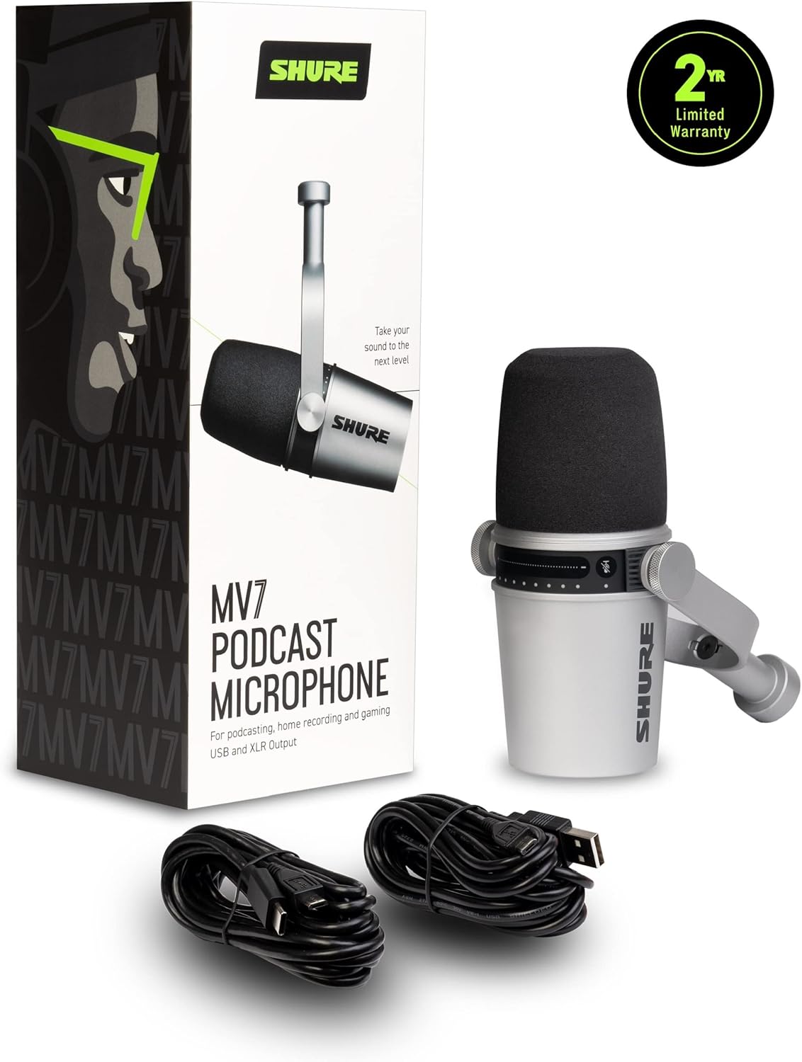 Shure MV7i Slimme Podcast Microfoon + Ingebouwde Audio Interface