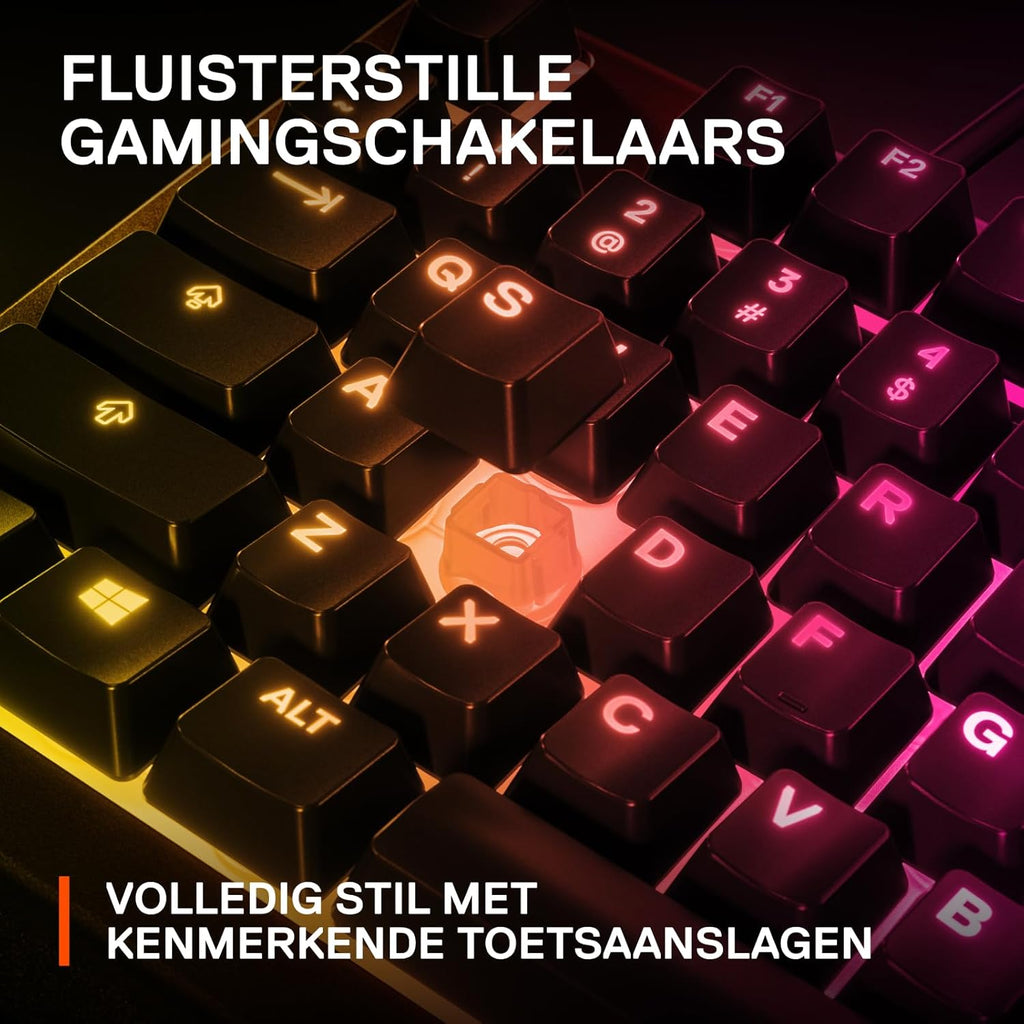 SteelSeries Apex 3 TKL - RGB-gamingtoetsenbord - Compact TKL-toetsenbord voor e-sports - 8-zone RGB-verlichting - Engels QWERTY Layout