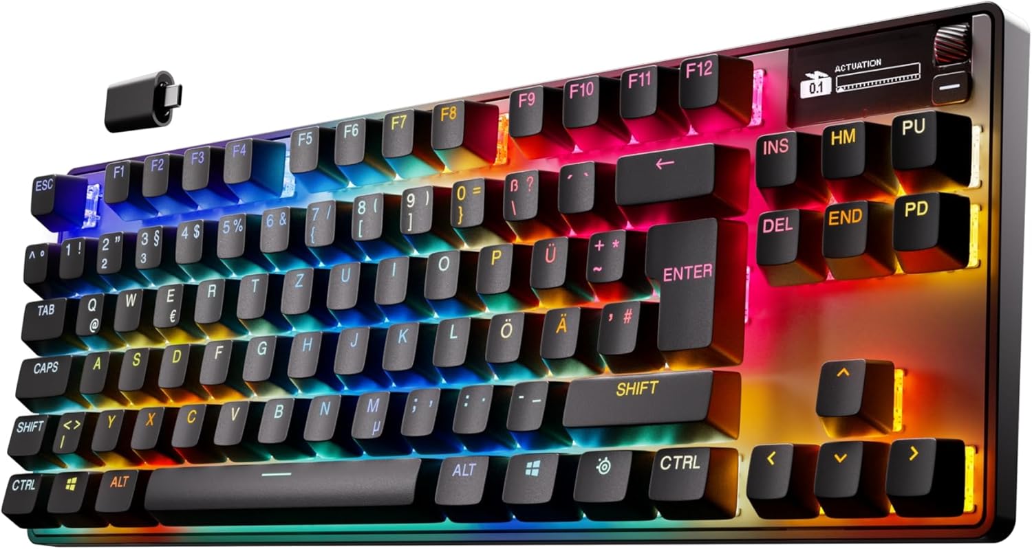 SteelSeries Apex Pro TKL Wireless Gen 3 - HyperMagnetic Gaming Keyboard - OmniPoint 3.0 - Verstelbare activering - Rapid Trigger - Voorinstellingen voor games - Rapid Tap/SOCD - OLED -DE Layout QWERTZ