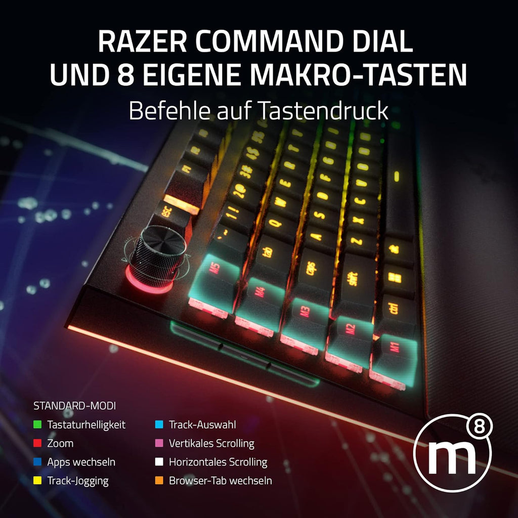 Razer BlackWidow V4 - Mechanisch gaming toetsenbord met Chroma RGB (Mechanische Razer gele schakelaars, 6 speciale macro toetsen, Doubleshot ABS keycaps) QWERTY US Layout | Zwart