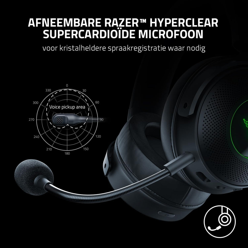 Razer Kraken V4 - Draadloze Gaming Headset (3 Modes Connectiviteit, TriForce 40mm Drivers, 9-Zone RGB Earcup Verlichting, Mix & Volume aanpassingen, THX Spatial Audio) Zwart