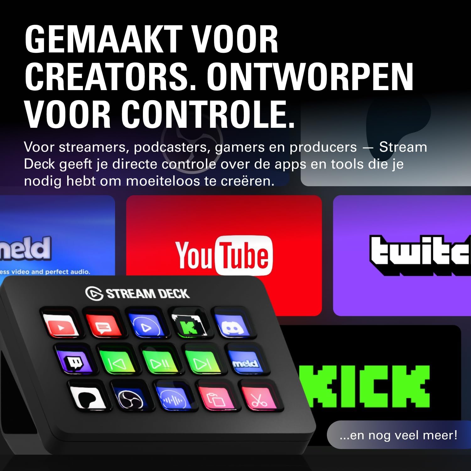 Elgato Stream Deck MK.2 – Studiocontroller, 15 macrotoetsen, start acties in apps en software zoals OBS, Twitch, YouTube en meer, werkt met Mac en pc
