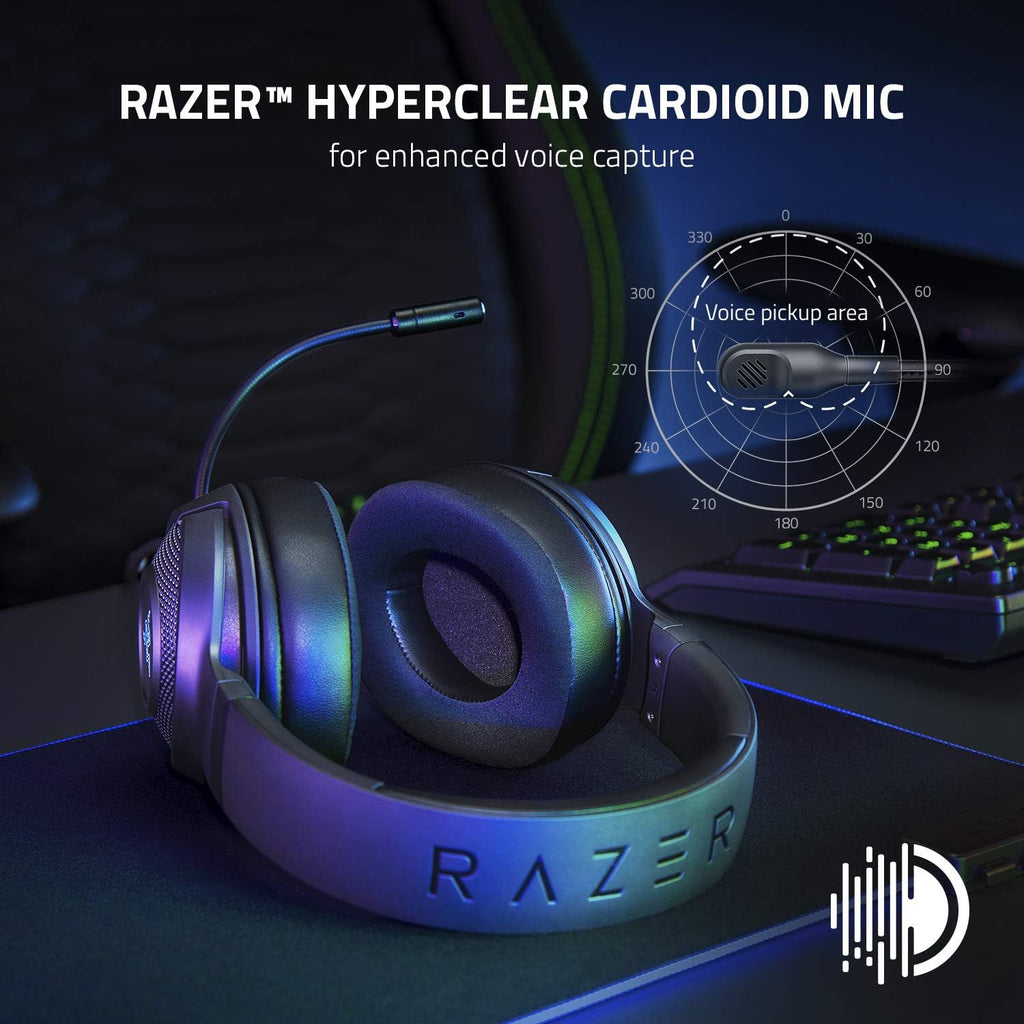 Razer Kraken V4 - Draadloze Gaming Headset (3 Modes Connectiviteit, TriForce 40mm Drivers, 9-Zone RGB Earcup Verlichting, Mix & Volume aanpassingen, THX Spatial Audio) Zwart