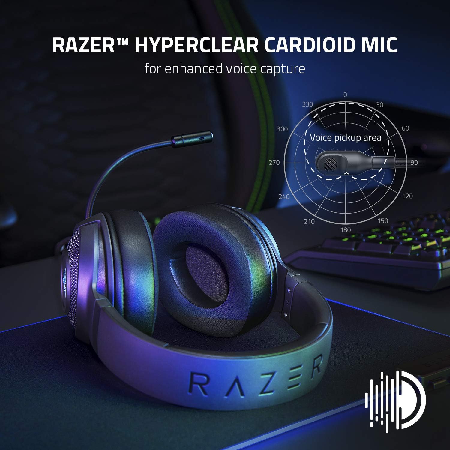 Razer Kraken V4 - Draadloze Gaming Headset (3 Modes Connectiviteit, TriForce 40mm Drivers, 9-Zone RGB Earcup Verlichting, Mix & Volume aanpassingen, THX Spatial Audio) Zwart
