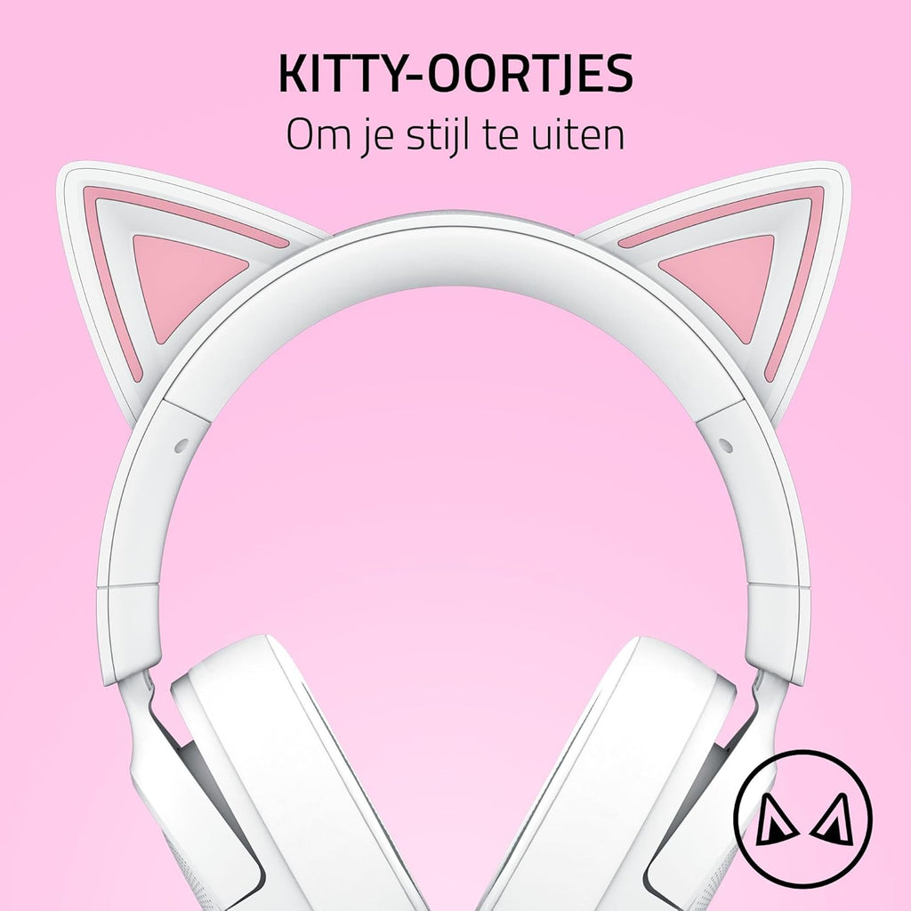 Razer Kraken Kitty V3 X - Bedrade Kitty-headset voor gaming - Iconische Kitty-oren - 270 g lichtgewicht - HyperClear cardioïde microfoon - TriForce 40 mm drivers - 3,5mm aansluiting | Wit