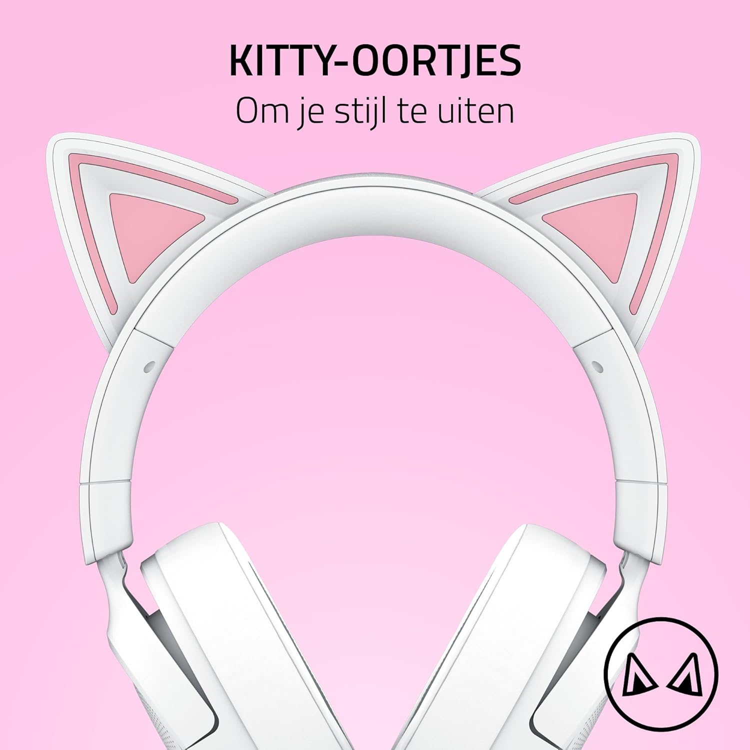 Razer Kraken Kitty V3 X - Bedrade Kitty-headset voor gaming - Iconische Kitty-oren - 270 g lichtgewicht - HyperClear cardioïde microfoon - TriForce 40 mm drivers - 3,5mm aansluiting | Wit
