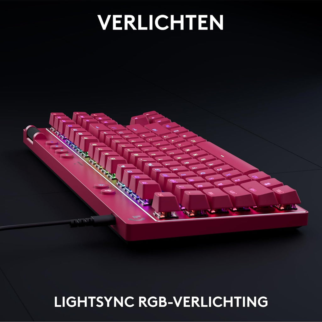 Logitech G PRO Mechanisch gamingtoetsenbord, uiterst draagbaar ontwerp zonder numpad, afneembare micro-USB-kabel, verlichte toetsen met LIGHTSYNC RGB met 16,8M kleuren, QWERTY US INTL, PC/Mac - Zwart