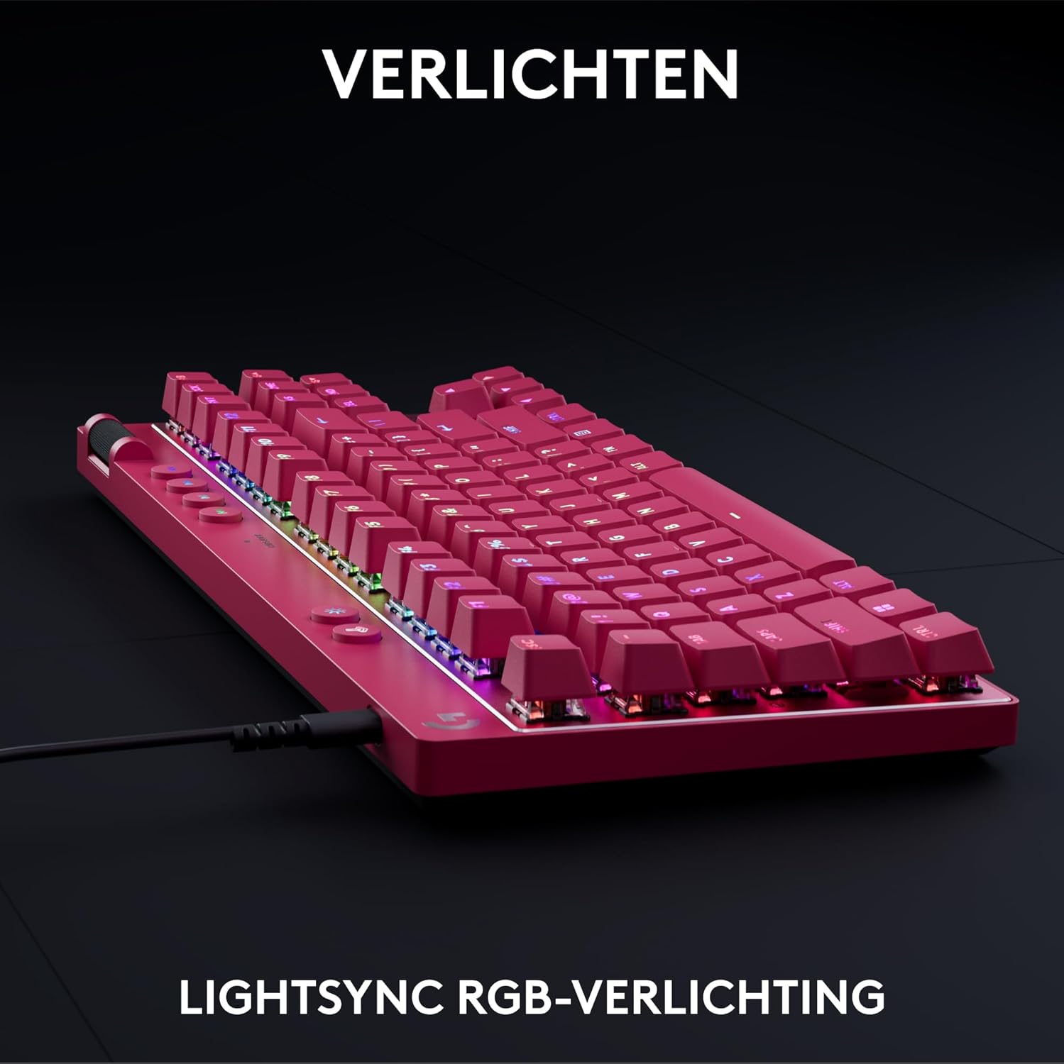 Logitech G PRO Mechanisch gamingtoetsenbord, uiterst draagbaar ontwerp zonder numpad, afneembare micro-USB-kabel, verlichte toetsen met LIGHTSYNC RGB met 16,8M kleuren, QWERTY US INTL, PC/Mac - Zwart