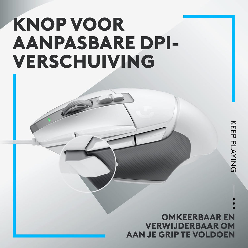 Logitech G502 X Bedrade Gamingmuis - LIGHTFORCE hybride, optisch-mechanische, primaire schakelaars, HERO 25K gaming sensor, voor PC - MacOS/Windows - Zwart
