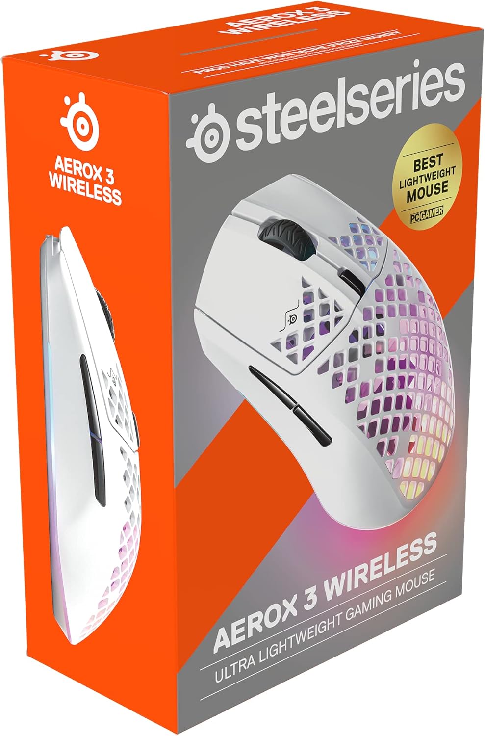 SteelSeries Aerox 3 - Geperforeerde RGB-gamingmuis - Ultralicht waterbestendig ontwerp - 8,500 DPI TrueMove Core optische sensor - Snow