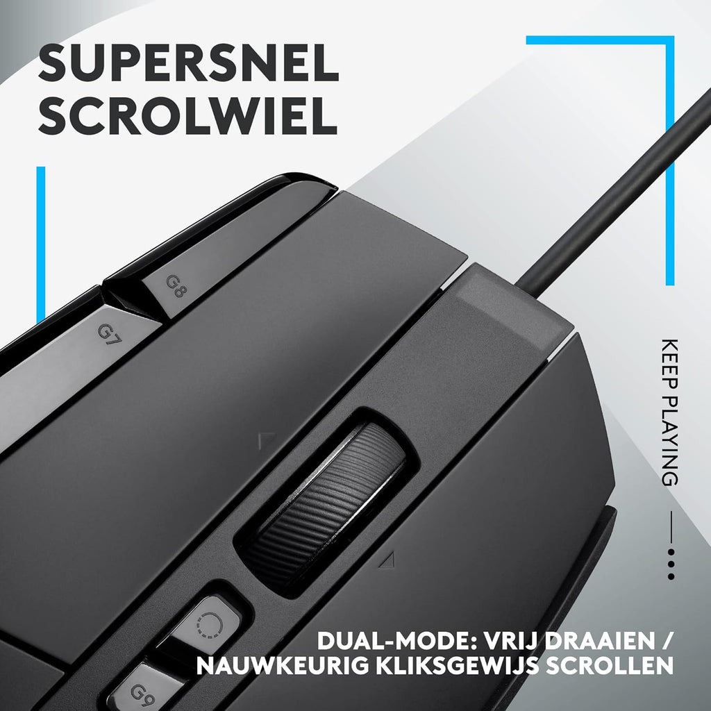 Logitech G502 X Bedrade Gamingmuis - LIGHTFORCE hybride, optisch-mechanische, primaire schakelaars, HERO 25K gaming sensor, voor PC - MacOS/Windows - Zwart