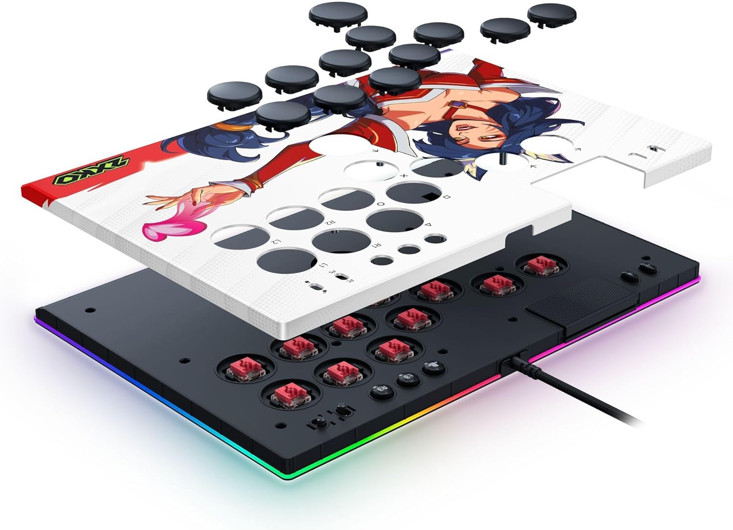 Razer Kitsune - Optische arcadecontroller met knoppen voor PS5 en pc (Nauwkeurige knopindeling met vier bewegingsrichtingen, Lage lineaire optische switches van Razer, Dun en draagbaar ontwerp) Zwart