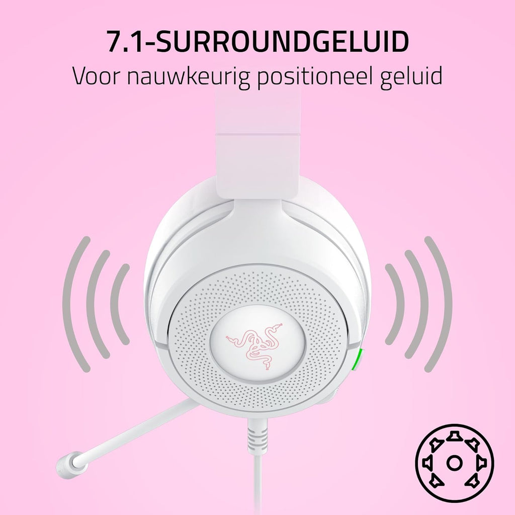 Razer Kraken Kitty V3 X - Bedrade Kitty-headset voor gaming - Iconische Kitty-oren - 270 g lichtgewicht - HyperClear cardioïde microfoon - TriForce 40 mm drivers - 3,5mm aansluiting | Wit