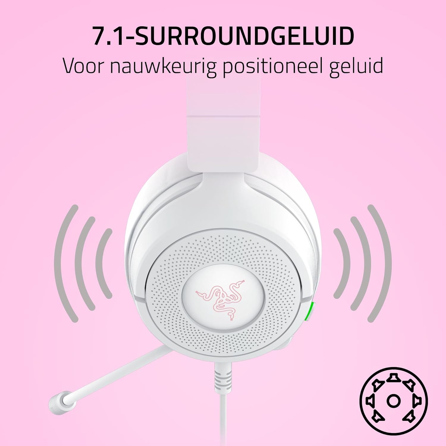 Razer Kraken Kitty V3 X - Bedrade Kitty-headset voor gaming - Iconische Kitty-oren - 270 g lichtgewicht - HyperClear cardioïde microfoon - TriForce 40 mm drivers - 3,5mm aansluiting | Wit