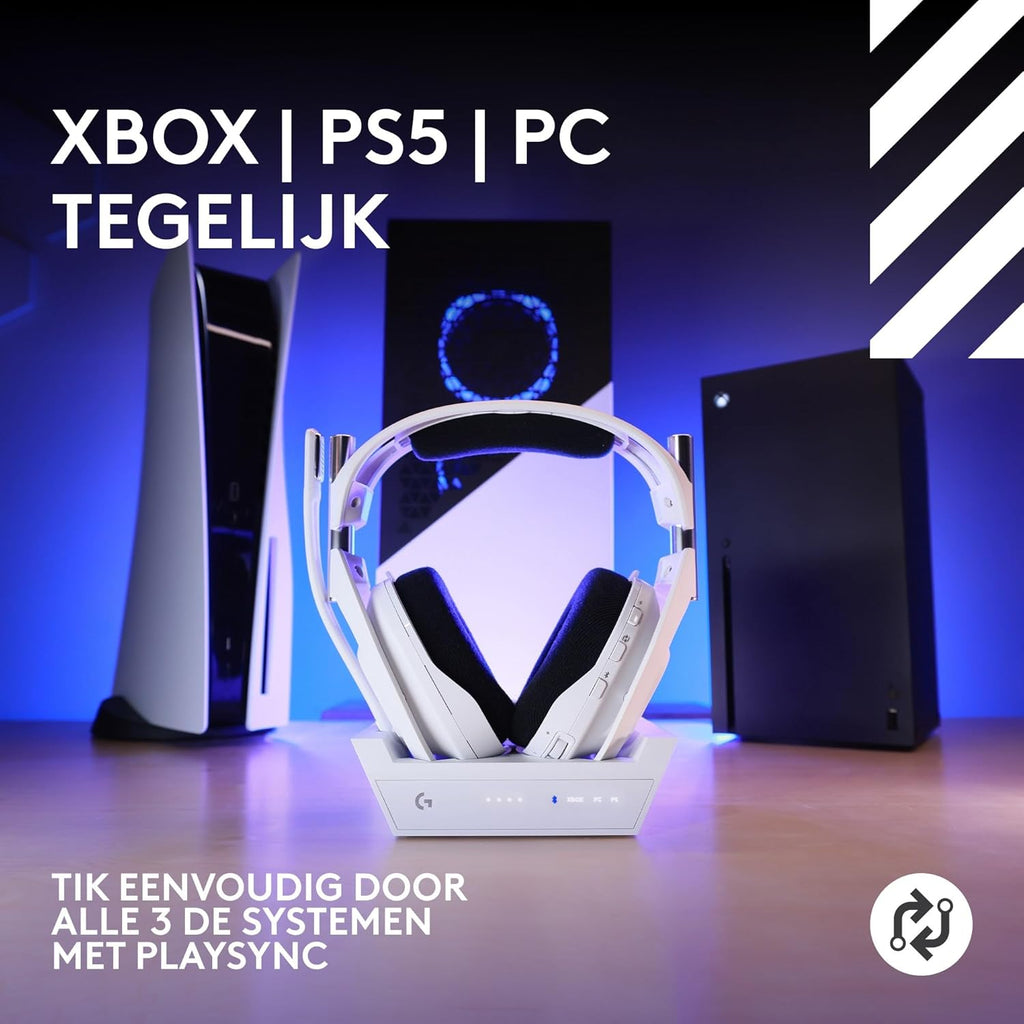 Logitech G Astro A50 X LIGHTSPEED trådlöst spelheadset + batteriladdare, PRO-G GRAPHENE, PLAYSYNC för Xbox Series X|S + PS5 + PC/Mac, Nintendo Switch 2, Bluetooth, HDMI 2.1 Passthru - Vit