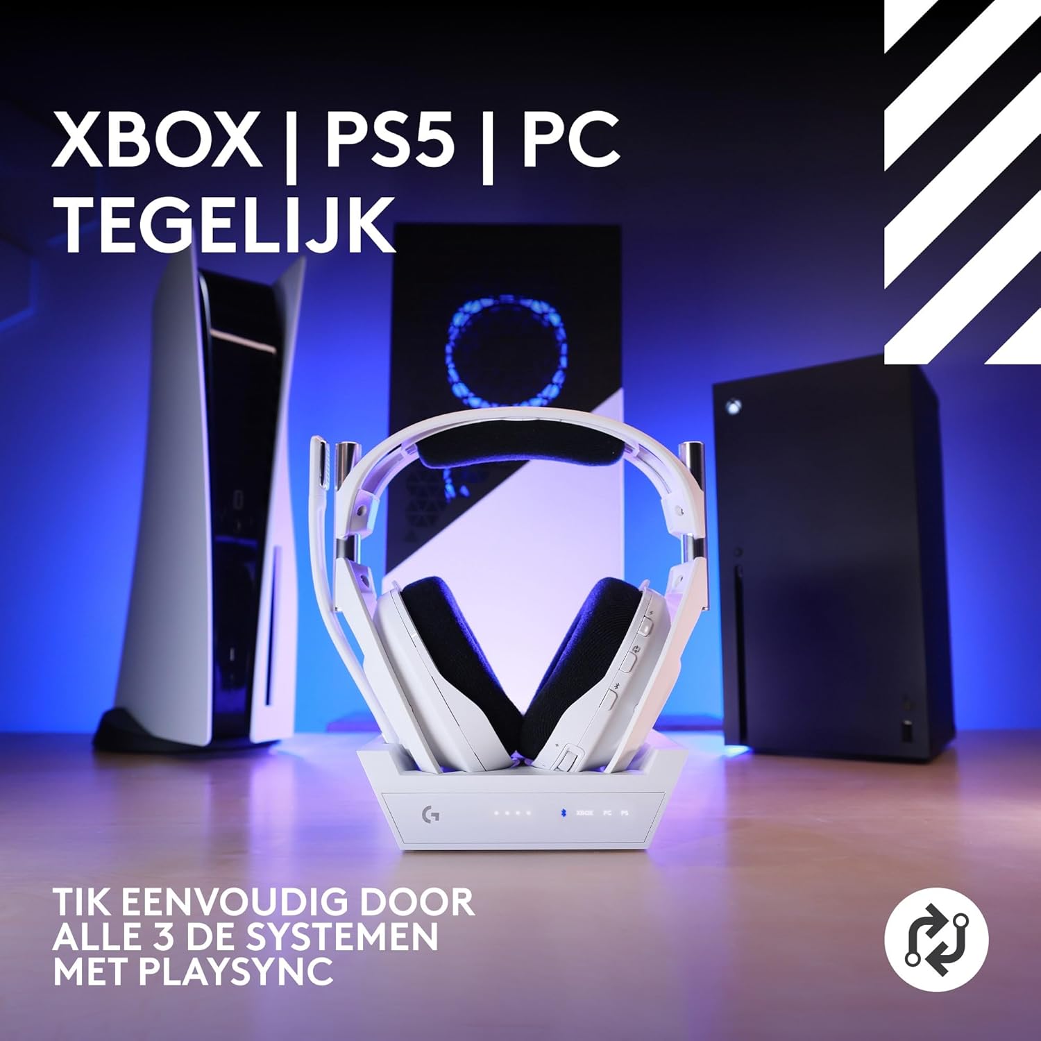 Logitech G Astro A50 X LIGHTSPEED trådlöst spelheadset + batteriladdare, PRO-G GRAPHENE, PLAYSYNC för Xbox Series X|S + PS5 + PC/Mac, Nintendo Switch 2, Bluetooth, HDMI 2.1 Passthru - Vit