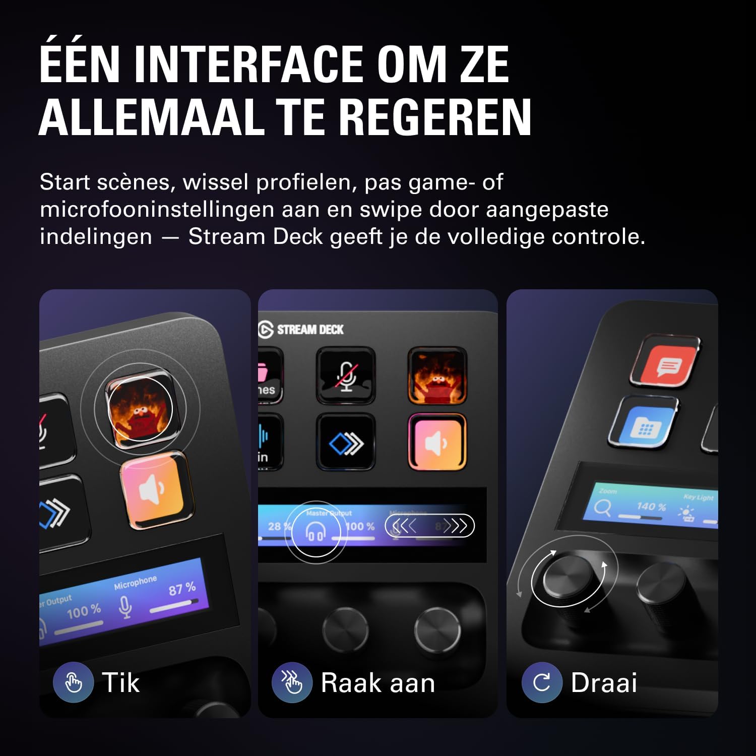 Elgato Stream Deck +, Audio-Mixer, Live Productie en Studiocontroller voor Content Creators, Streamen, Gamen, met aanpasbare touch strip-draaiknoppen en LCD-toetsen, werkt met Mac en PC