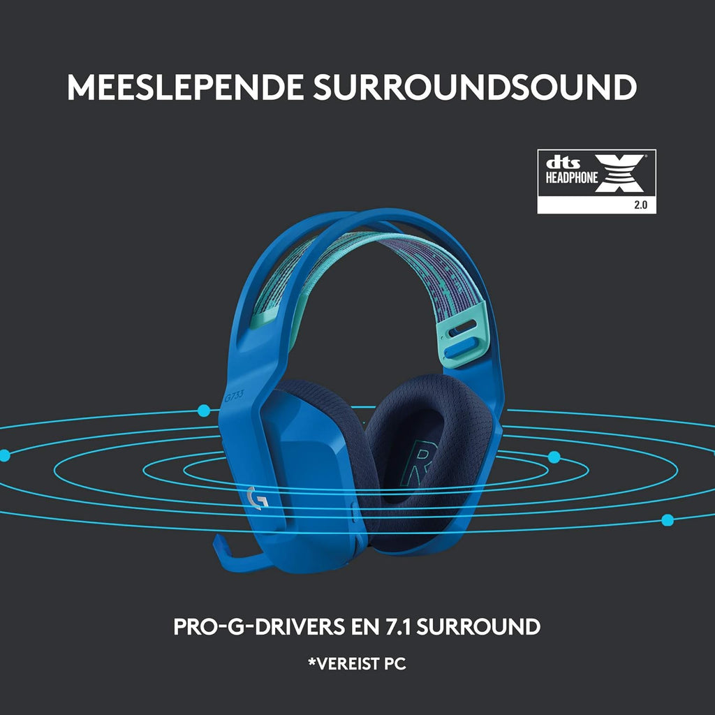 Logitech G522 LIGHTSPEED draadloze gaming headset, LIGHTSYNC RGB, microfoon en geavanceerde gesynchroniseerde audio, drievoudige connectiviteit - LIGHTSPEED, Bluetooth, USB-A naar USB-C voor pc -Zwart