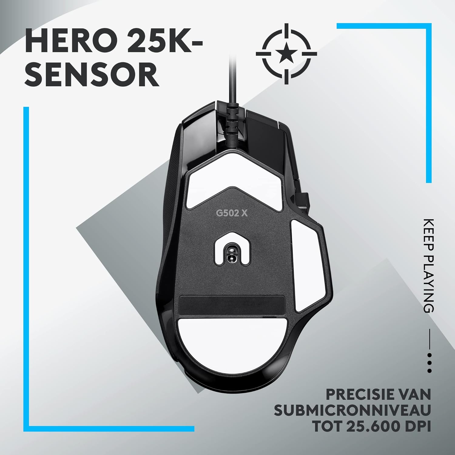 Logitech G502 X Bedrade Gamingmuis - LIGHTFORCE hybride, optisch-mechanische, primaire schakelaars, HERO 25K gaming sensor, voor PC - MacOS/Windows - Zwart