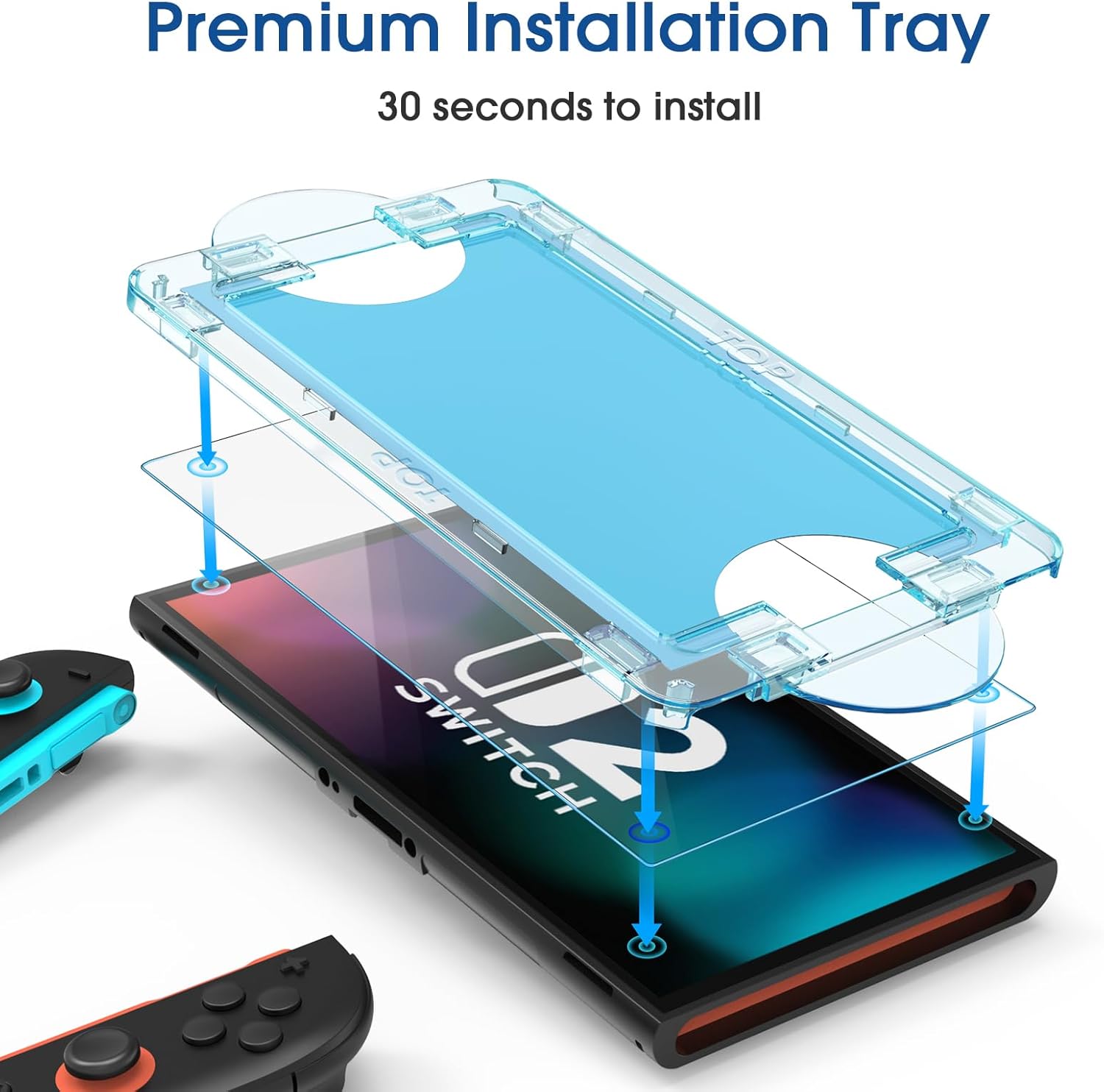 amFilm OneTouch Glass Screen Protector Ontworpen voor Nintendo Switch 2 Model 2025 - Met Auto Alignment Kit, Bubble Free [2-Pack]