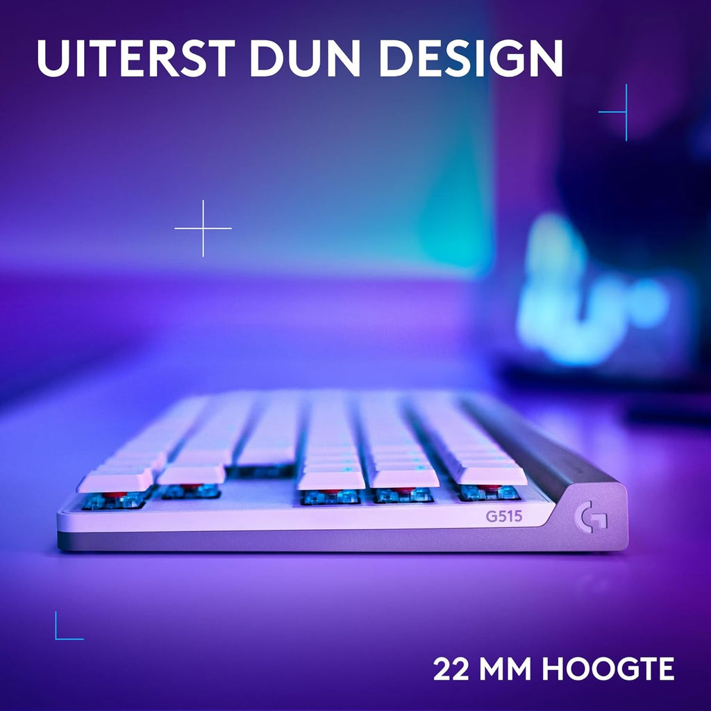 Logitech G G515 LIGHTSPEED TKL Laag profiel draadloos gamingtoetsenbord, LIGHTSYNC RGB, Thin Tenkeyless-ontwerp, PBT toetskappen, tactiele mechanische schakelaars, US International QWERTY - Zwart