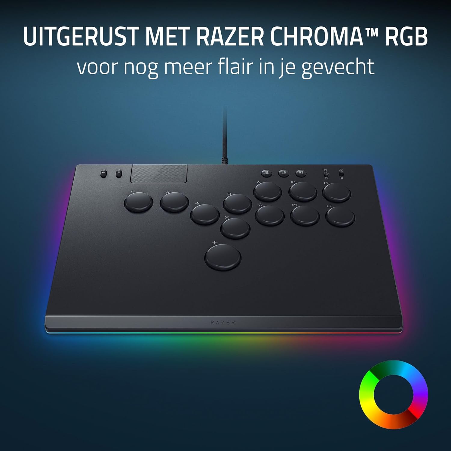 Razer Kitsune - Optische arcadecontroller met knoppen voor PS5 en pc (Nauwkeurige knopindeling met vier bewegingsrichtingen, Lage lineaire optische switches van Razer, Dun en draagbaar ontwerp) Zwart