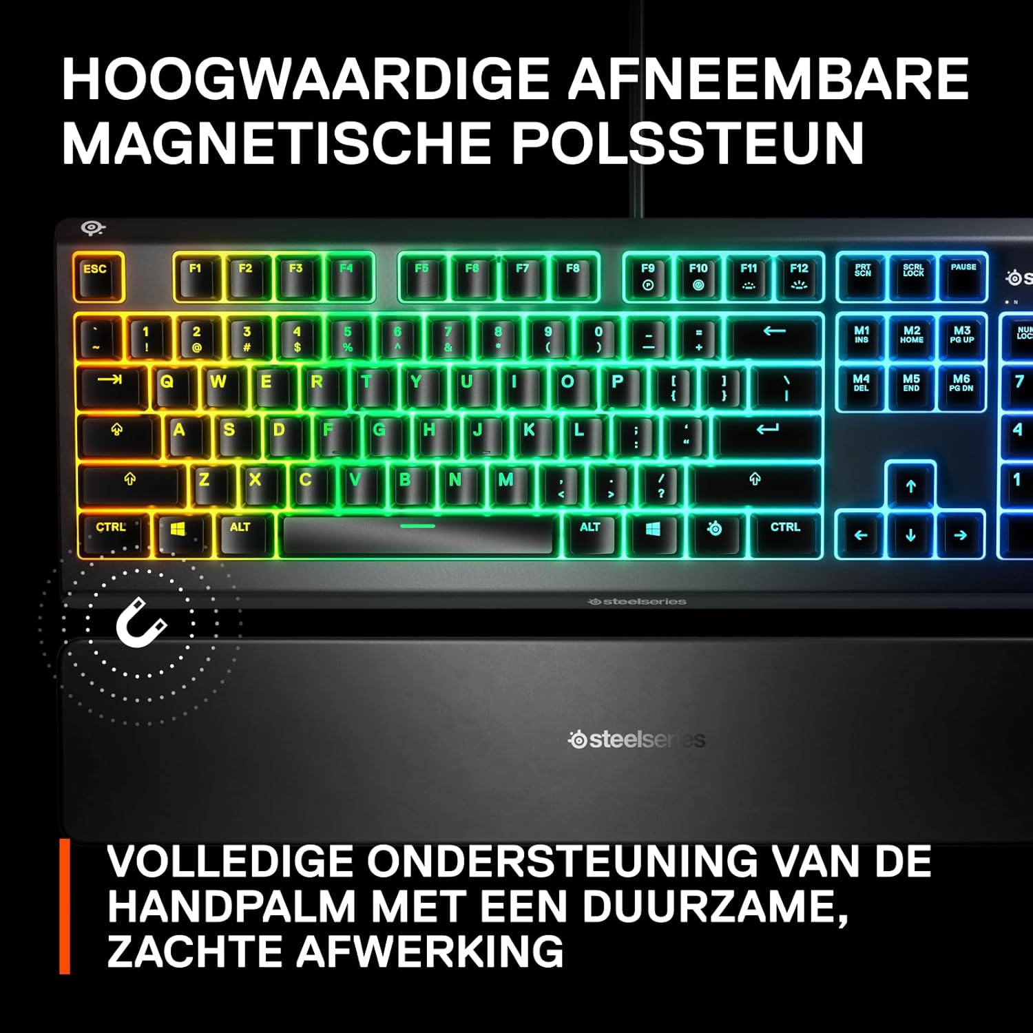 SteelSeries Apex 3 TKL - RGB-gamingtoetsenbord - Compact TKL-toetsenbord voor e-sports - 8-zone RGB-verlichting - Engels QWERTY Layout
