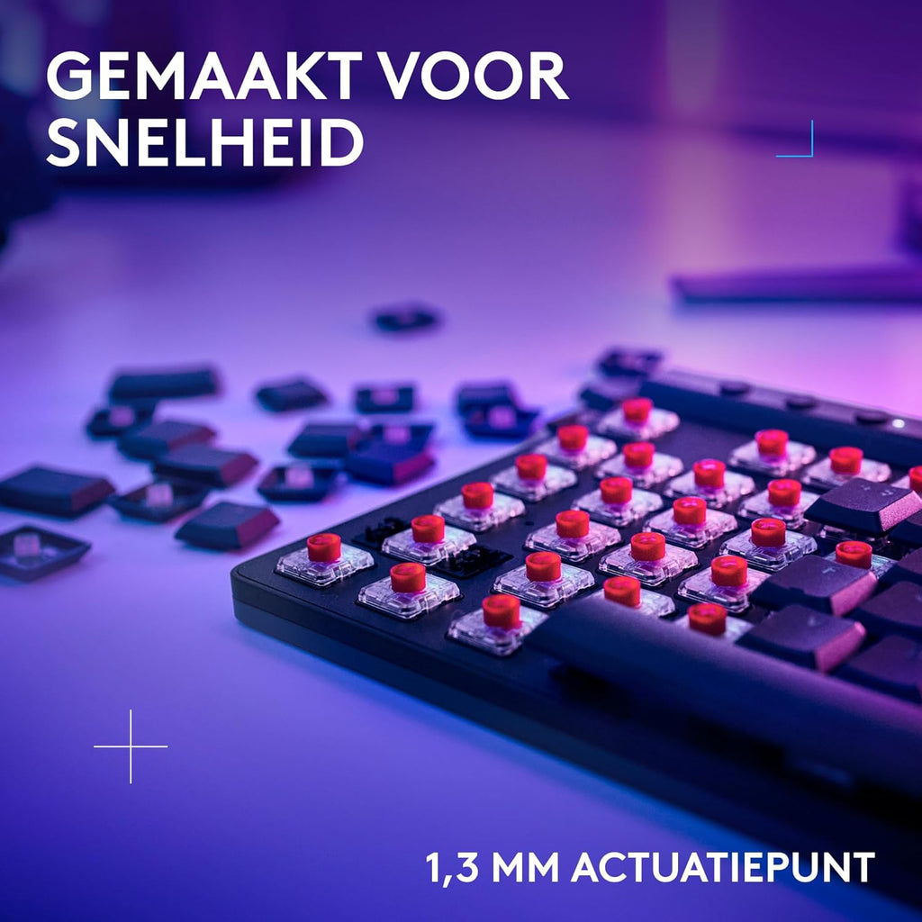 Logitech G G515 LIGHTSPEED TKL Laag profiel draadloos gamingtoetsenbord, LIGHTSYNC RGB, Thin Tenkeyless-ontwerp, PBT toetskappen, tactiele mechanische schakelaars, US International QWERTY - Zwart