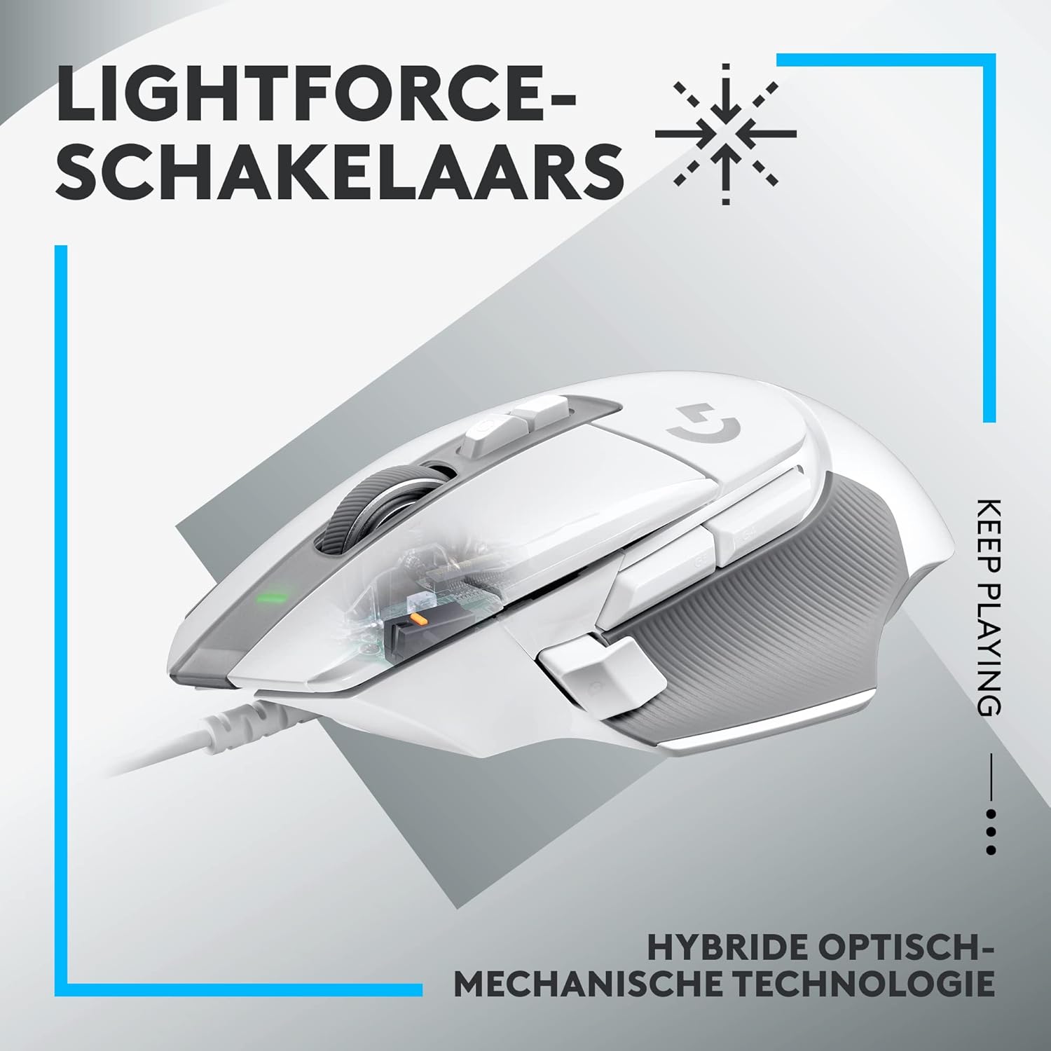 Logitech G502 X Bedrade Gamingmuis - LIGHTFORCE hybride, optisch-mechanische, primaire schakelaars, HERO 25K gaming sensor, voor PC - MacOS/Windows - Zwart