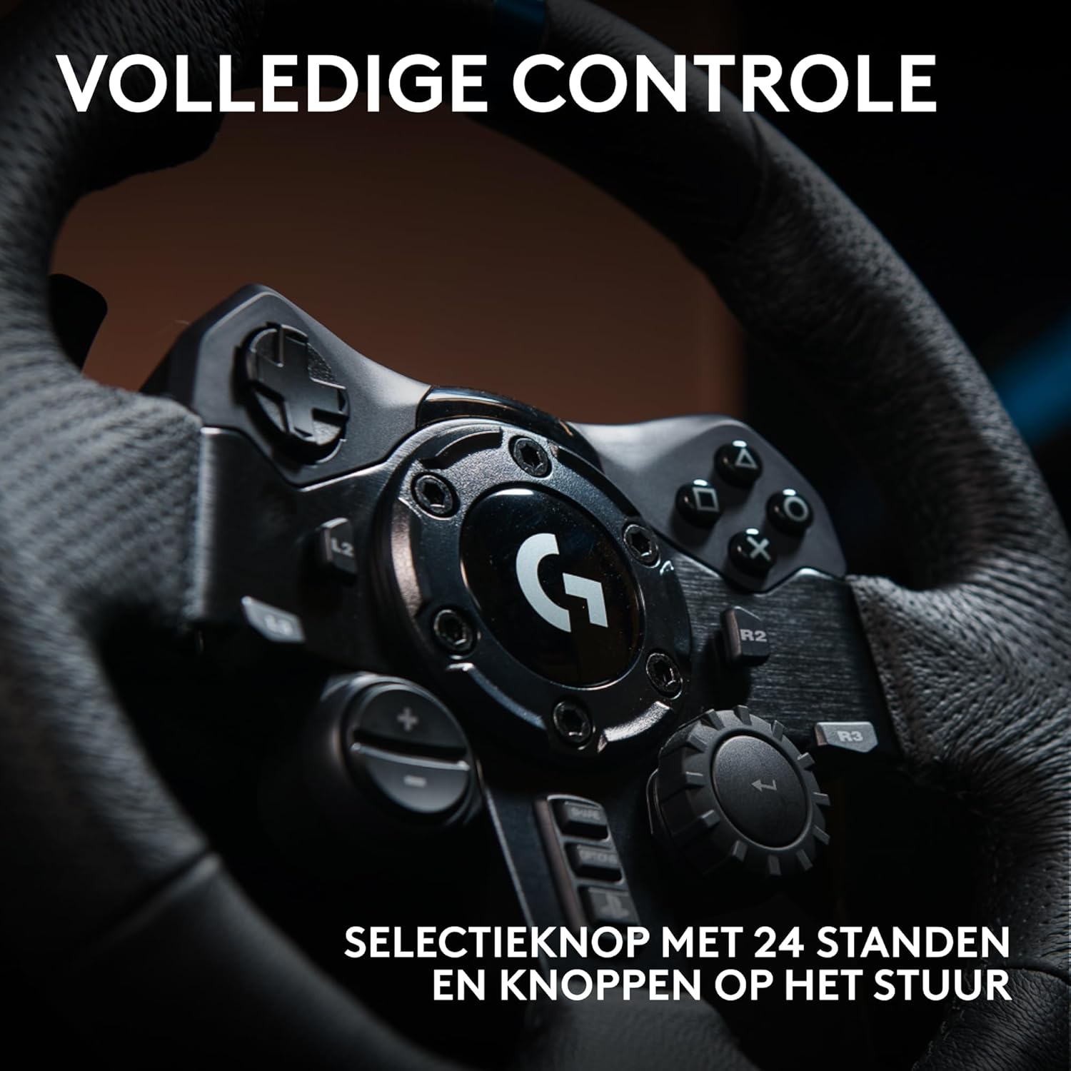 Logitech G G923-racestuur en -pedalen, TRUEFORCE tot een force feedback van 1000 Hz, responsief rijden, startregeling voor dubbele koppeling, stuurhoes van echt, voor PS5, PS4, pc, Mac - Zwart