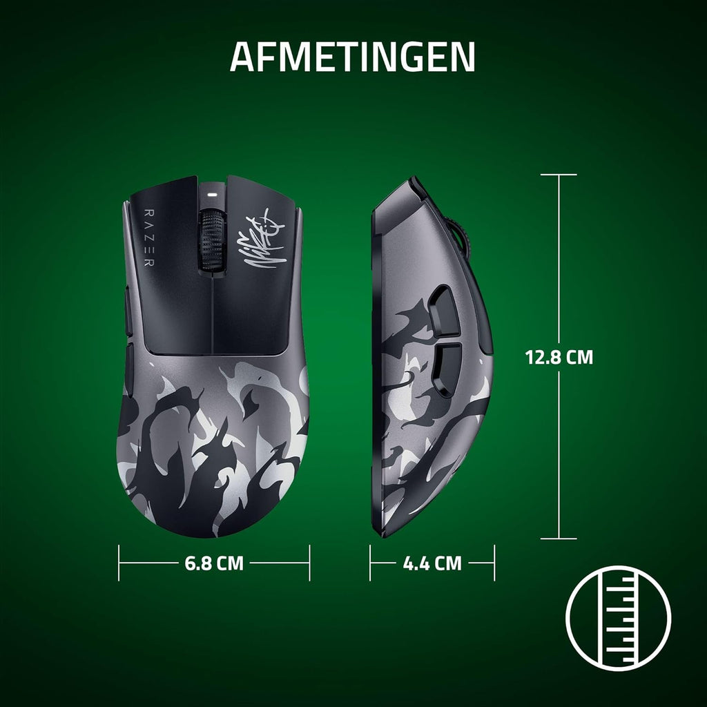 Razer DeathAdder V4 Pro NiKo Edition - Ultralichtgewicht draadloze Ergonomische Esports Muis - 57 g - 2,4 GHz Hyperspeed - Focus Pro 45K Sensor - 8K Hz Polling - Optische Schakelaars - PC/Mac | NiKo