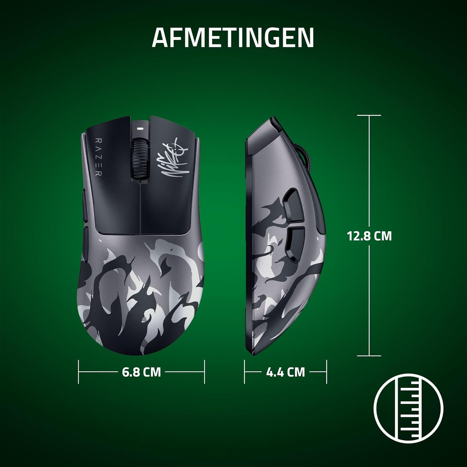Razer DeathAdder V4 Pro NiKo Edition - Ultralichtgewicht draadloze Ergonomische Esports Muis - 57 g - 2,4 GHz Hyperspeed - Focus Pro 45K Sensor - 8K Hz Polling - Optische Schakelaars - PC/Mac | NiKo