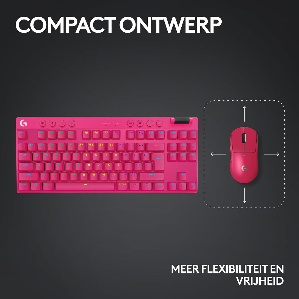 Logitech G PRO Mechanisch gamingtoetsenbord, uiterst draagbaar ontwerp zonder numpad, afneembare micro-USB-kabel, verlichte toetsen met LIGHTSYNC RGB met 16,8M kleuren, QWERTY US INTL, PC/Mac - Zwart