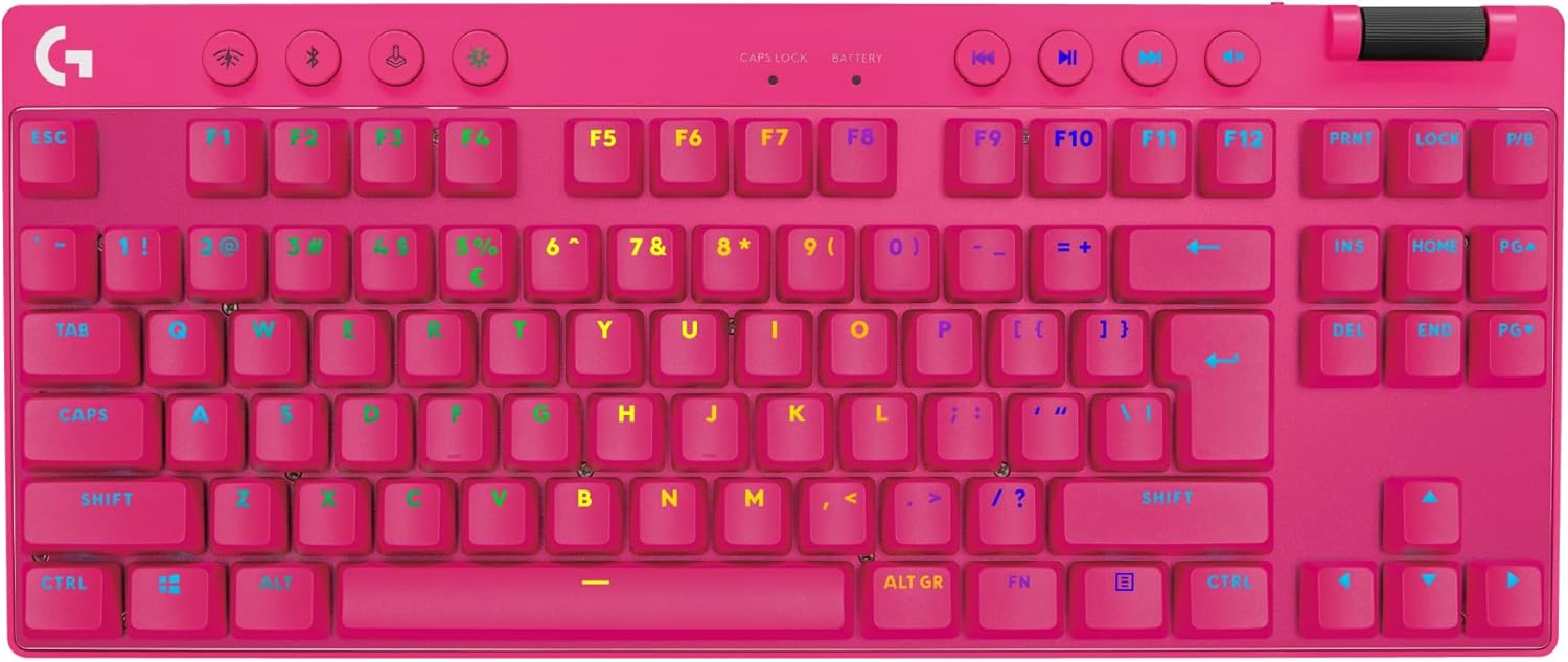 Logitech G PRO Mechanisch gamingtoetsenbord, uiterst draagbaar ontwerp zonder numpad, afneembare micro-USB-kabel, verlichte toetsen met LIGHTSYNC RGB met 16,8M kleuren, QWERTY US INTL, PC/Mac - Zwart