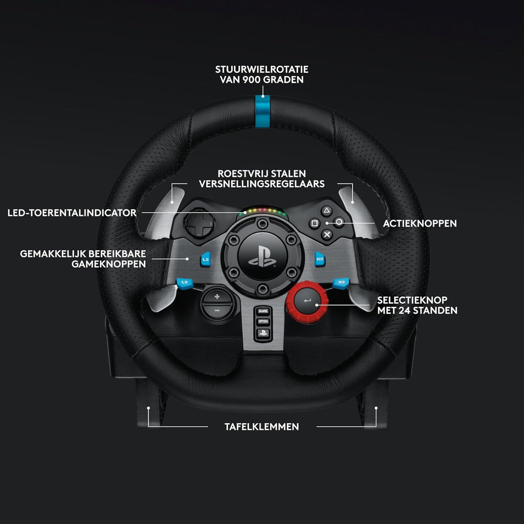Logitech G G29 SE Driving Force-racestuur en -pedalen, forcefeedback, echt leer + Logitech G Driving Force-versnellingspook - Voor PS5, PS4 en pc, Mac - Black